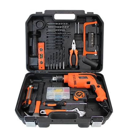 New Household Impact Drill Hardware Tool Set Professional Electrician Maintenance Combination Toolbox Automotive Repair Tool