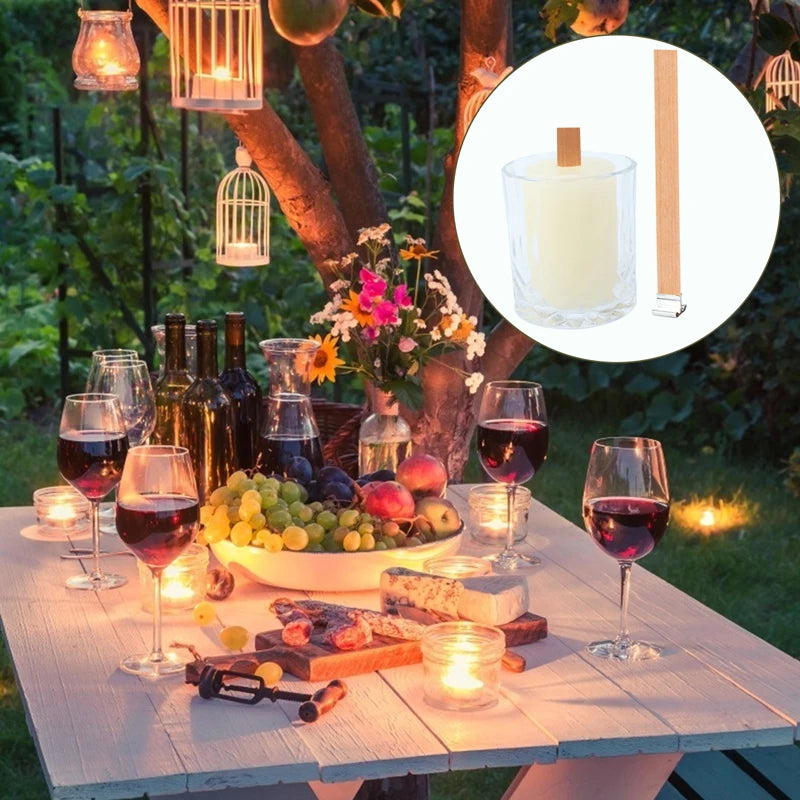 10Pcs/set Wooden Candle Wicks Cross with Iron Stands Cores Round Smokeless Natural Aromatic Making Supplies
