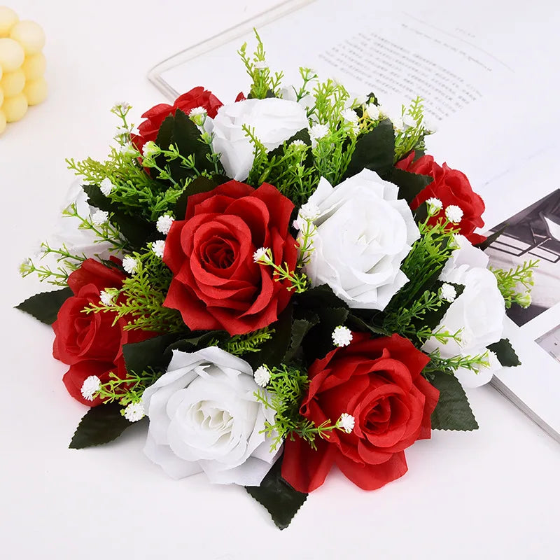 1pc Artificial Flowers Plastic Rose Ball Silk Fake Flower Floral  Wedding Birthday Party Centerpiece Table Arrangements Decor