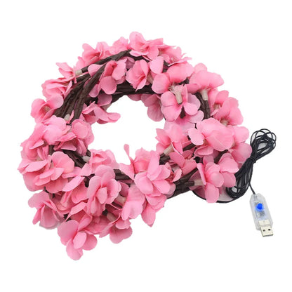 New LED Cherry Blossom Branch Vine Light Bendable Ambient Fairy Light for Wedding Garden Fence Wall Indoor Outdoor Decor