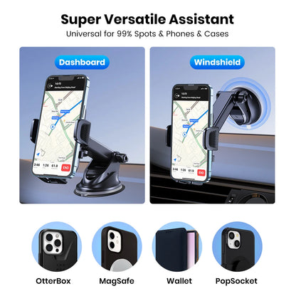 TOPK Universal Car Phone Holder 360° Rotation Cell Phone Mount for Air Vent & Dashboard Suction Cup Stand for All Phones