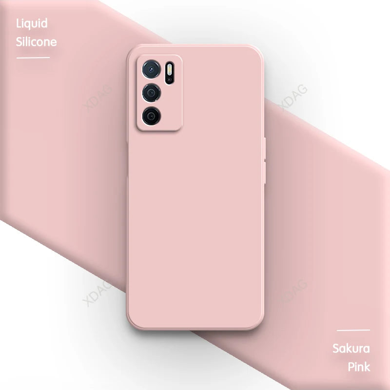 Straight Edge Phone Case for Oppo A54s 6.52" CPH2273 Skin Friendly Liquid Silicone Basic Original Classic Back Cover Accessories