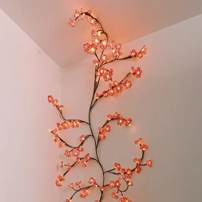 New LED Cherry Blossom Branch Vine Light Bendable Ambient Fairy Light for Wedding Garden Fence Wall Indoor Outdoor Decor