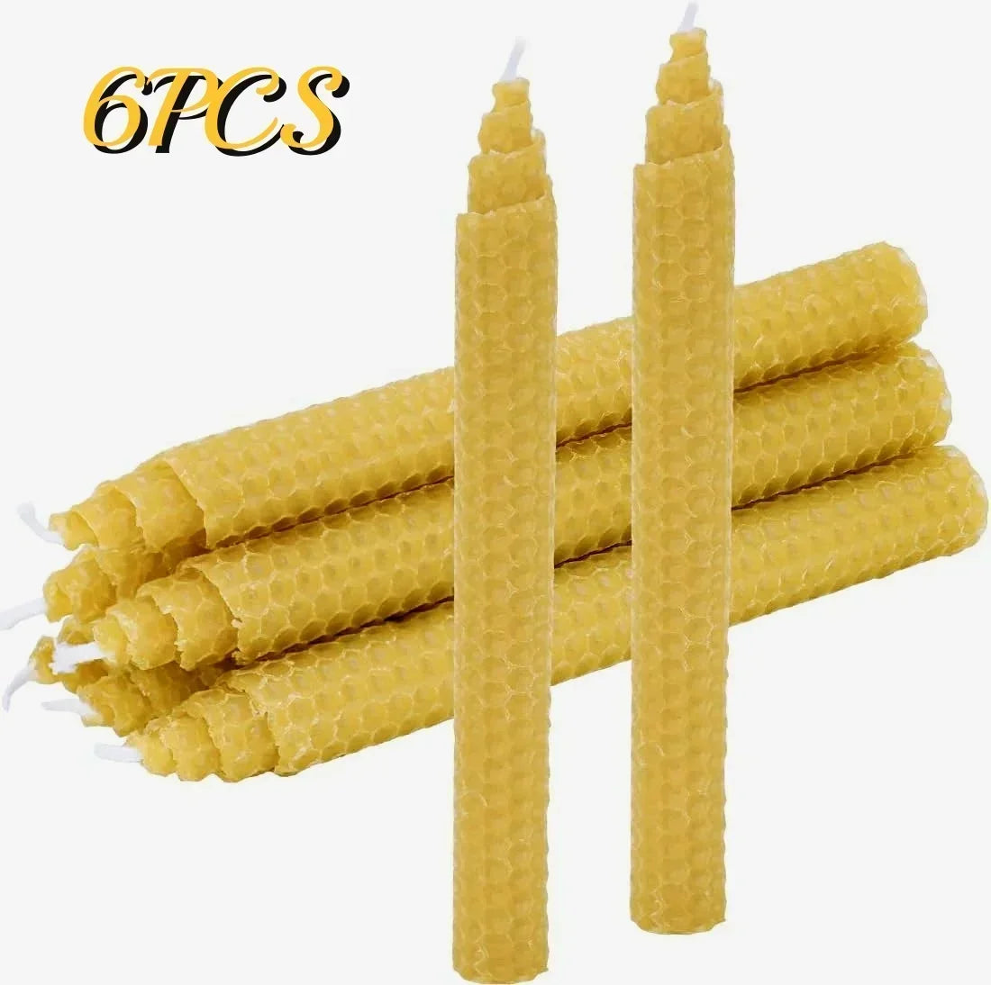 Beeswax Taper Candles Hand-Rolled Honeycomb Design Beeswax Candles Smokeless Wax Candle for Party Dating Home Dinner Table Decor