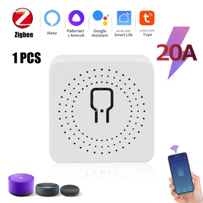 WiFi/Zigbee 3.0 Smart Switch Mini Breaker DIY Module Remote Timer Wireless Light Control Work with Tuya Smart Life Alexa Google
