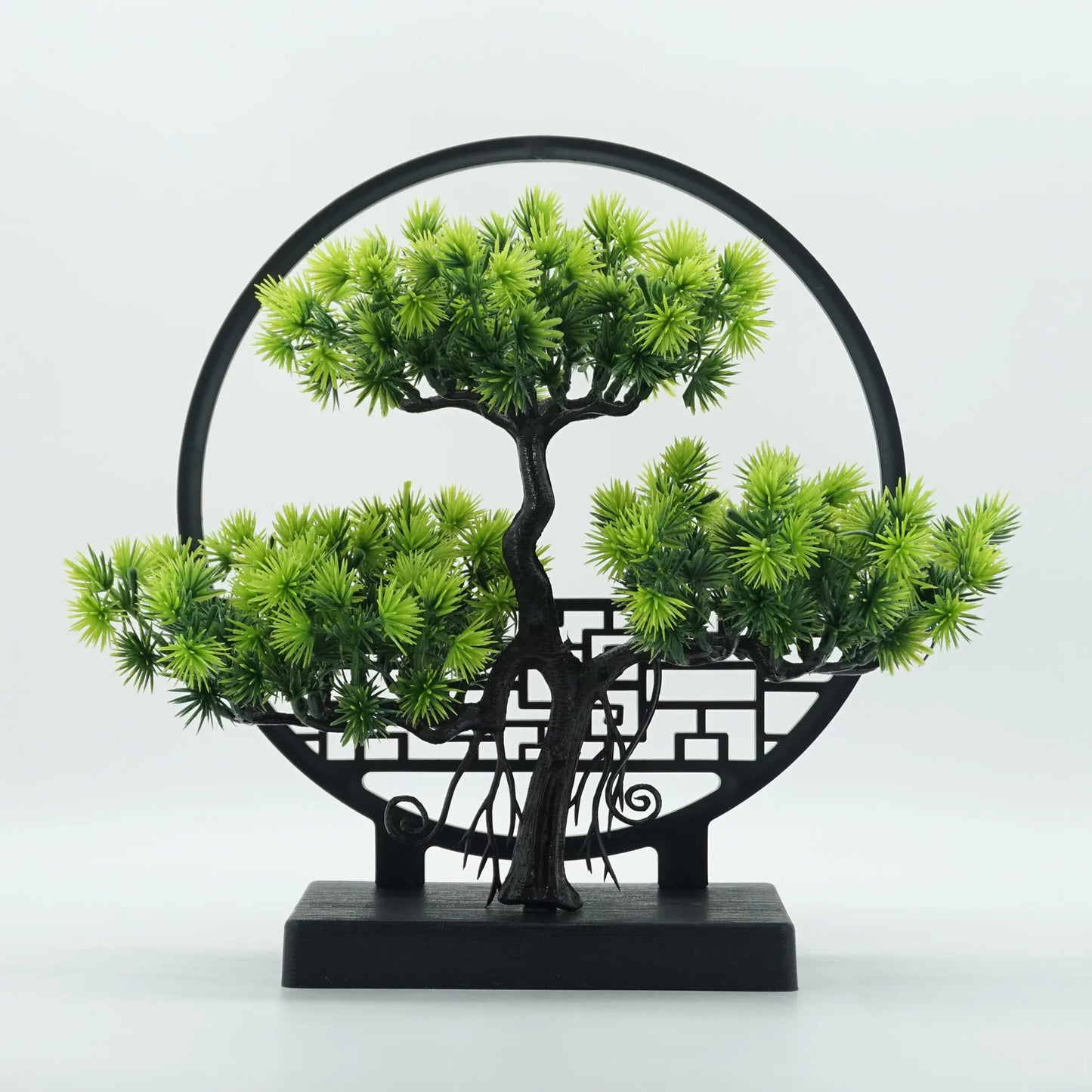 Chinese Zen Welcome Pine Potted Plant, Creative Screen Ornament Simulation Fake Pine Tree Living Room Entrance Decoration