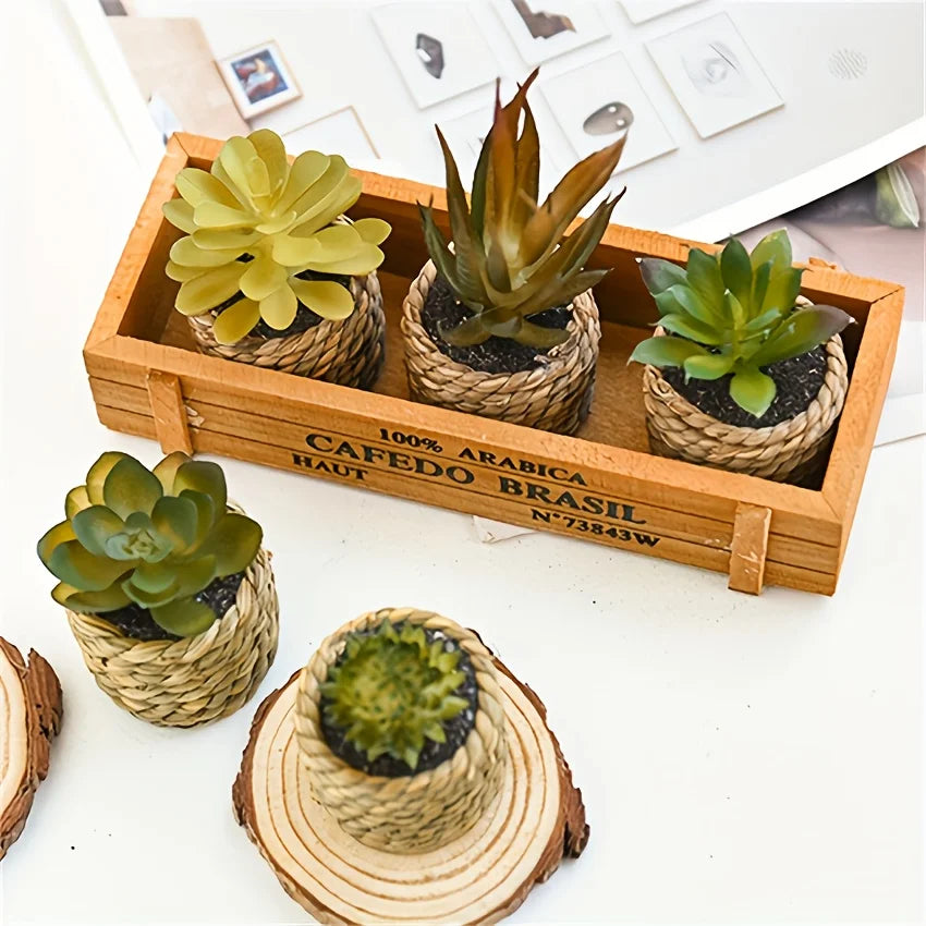 5pcs Set of Artificial Potted Plants Artificial Aloe Vera Fake Succulents Plastic Flower Pots for Home Kitchen Desk Wedding