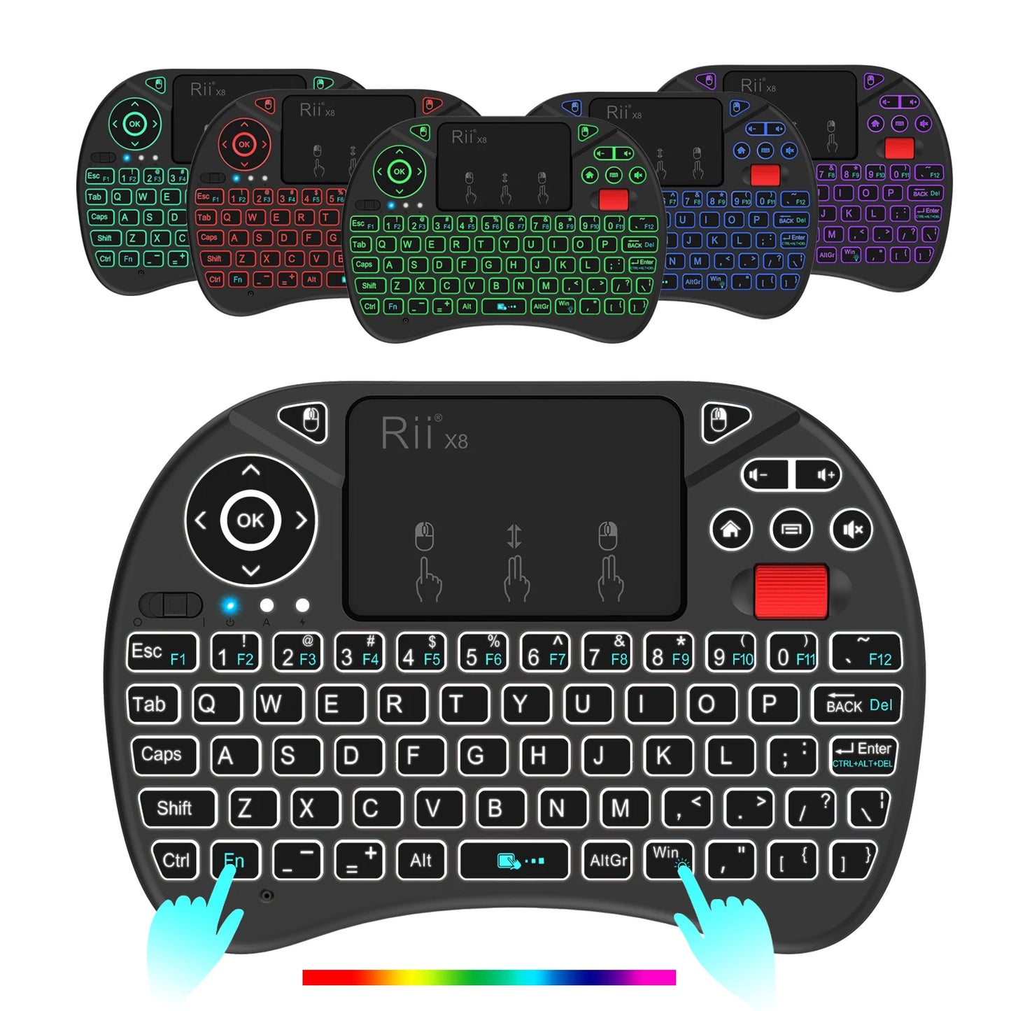 Mini Keyboard Rii X8 2.4GHz Wireless Keyboard with Touchpad Backlit for PC/Android TV Box/iPad