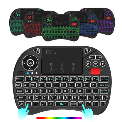 Mini Keyboard Rii X8 2.4GHz Wireless Keyboard with Touchpad Backlit for PC/Android TV Box/iPad