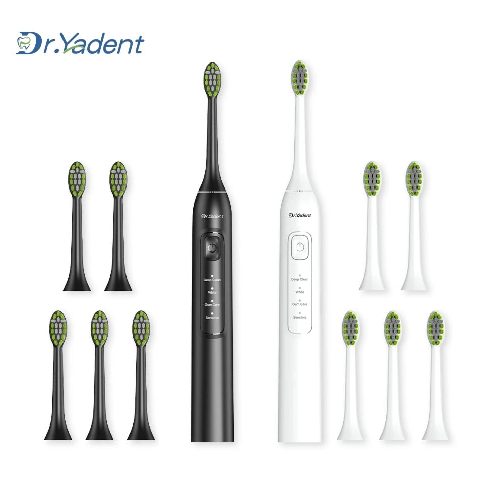 Dr.Yadent YD05 Electric Toothbrush USB-C Fast Charge 4 Modes for Adults 2mins SmartTimer 6 Replacement Heads Last for 1 Year Use