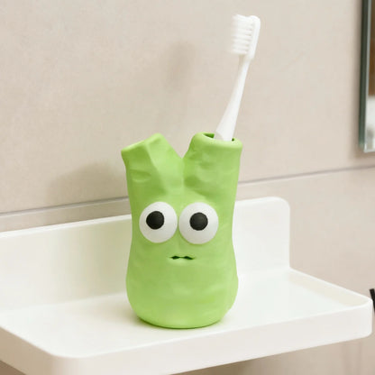 Cute Monster Toothbrush Holder, Funny Cartoon Pen Cup, Double Hole Bathroom Storage Organizer for Home Decor