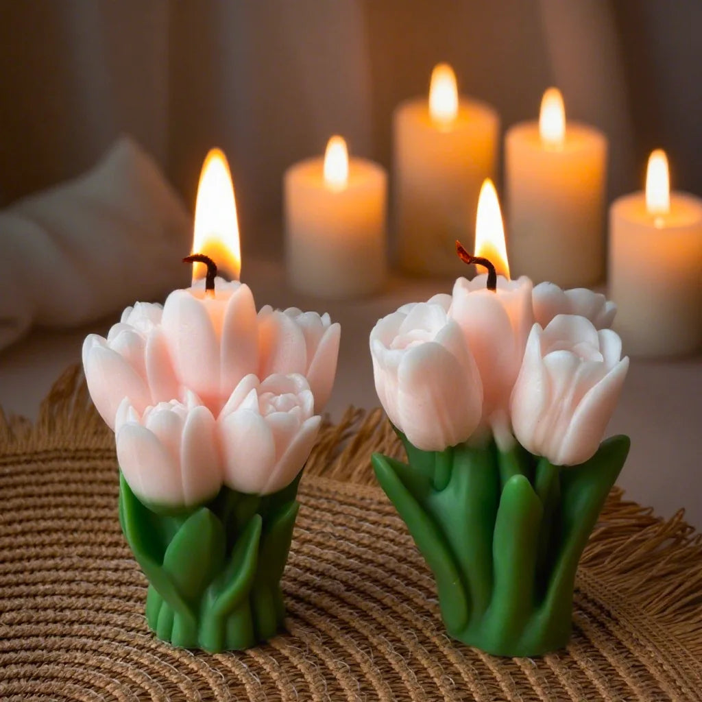 Ins Style Tulip Flower Scented Candle, Aromatherapy Decor for Home, Romantic Gift for Valentine's Day/Back to School