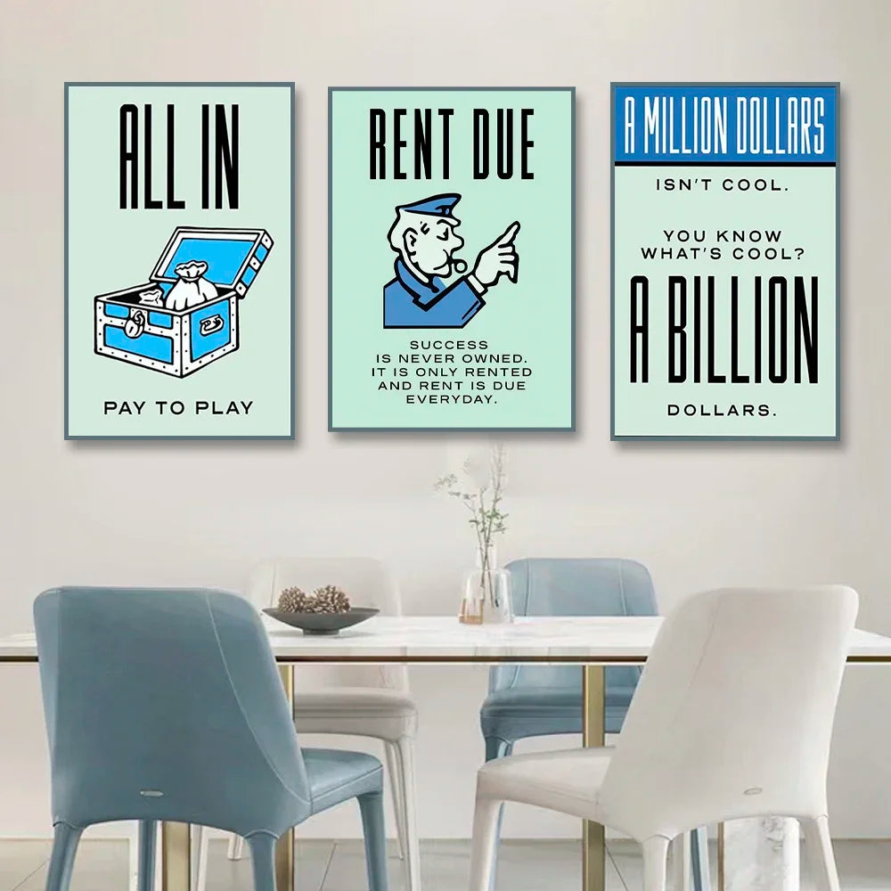 1pc frameless Canvas Phenomenal Level Wall Art Monopoly Money Inspirational HD Canvas Poster Prints Living Room Bedroom Home Dec