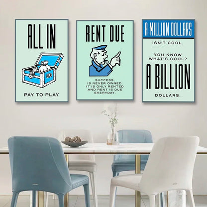1pc frameless Canvas Phenomenal Level Wall Art Monopoly Money Inspirational HD Canvas Poster Prints Living Room Bedroom Home Dec