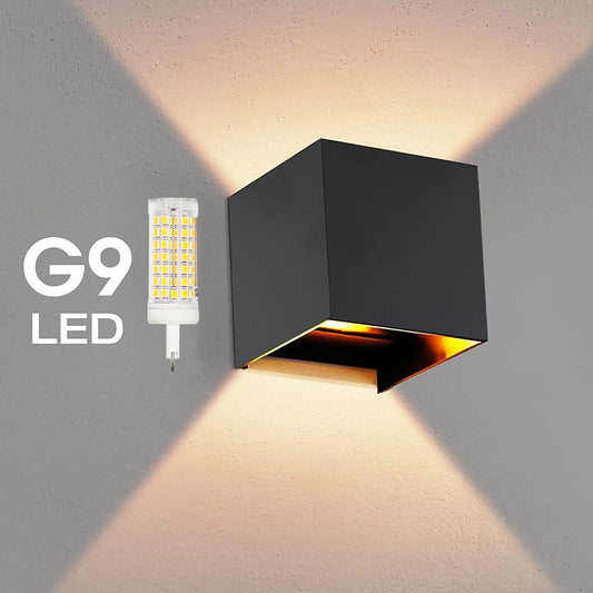 Modern LED Wall Lamp Waterproof IP65 Aluminum LED Wall Light Outdoor Indoor G9 Replaceable Bulb for Living Room Bedroom Hallway
