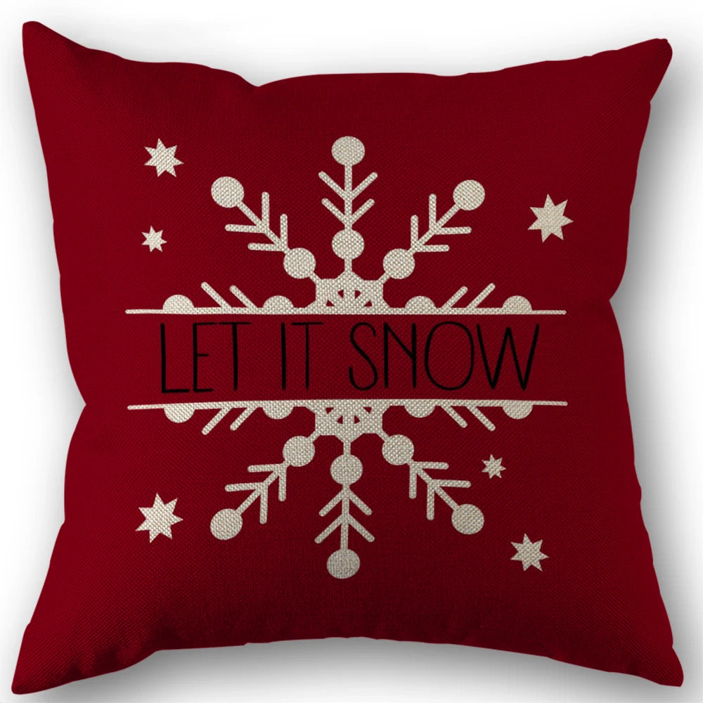 Red Christmas Pillow Covers 18x18 Set of 4 Christmas Decorations Merry Tree Joy Let It Snow FA La La Cushion Case Holiday Decor