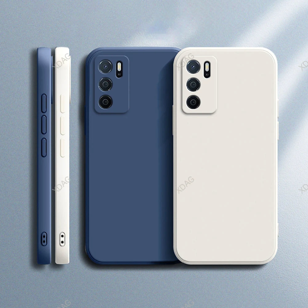 Straight Edge Phone Case for Oppo A54s 6.52" CPH2273 Skin Friendly Liquid Silicone Basic Original Classic Back Cover Accessories