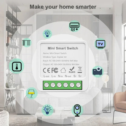 WiFi/Zigbee 3.0 Smart Switch Mini Breaker DIY Module Remote Timer Wireless Light Control Work with Tuya Smart Life Alexa Google