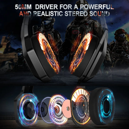 K10 RGB Gaming Headset Wired Headphones with Microphone Noise Cancelling Earphones for Computer PC Gamer