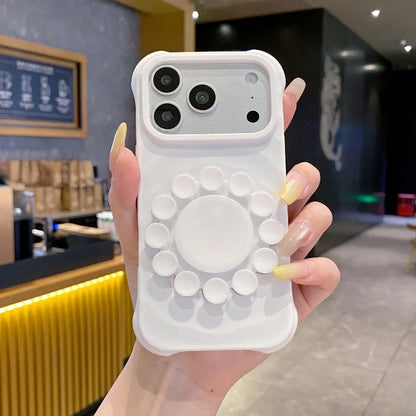 Flower Suction Cup Silicone Phone Case for IPhone 18 17 Pro Max Kickstand Shockproof Scratch-resistant and Slip-resistant Cover