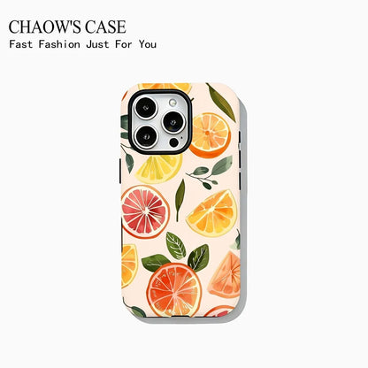 Phone Case for iPhone 17 16 15 14 13 12 11 X XS XR Air Pro Max Plus Luxury Double-layer Back Cover Fashion tropical fruit series