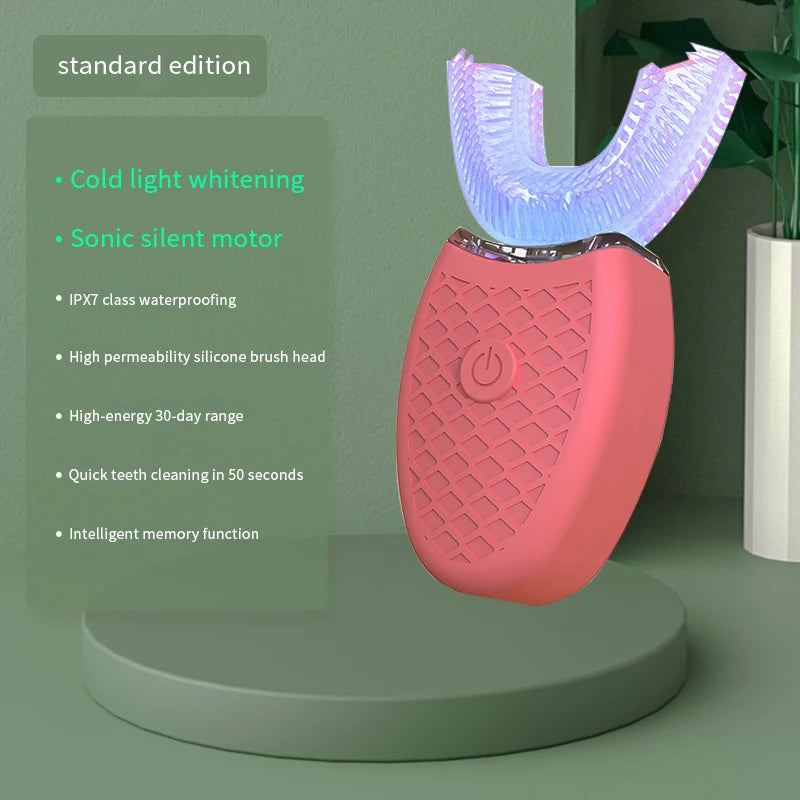 U-Type Electric Toothbrush Automatic Full Mouth Cleaning Toothbrush 360 Degrees Silicon Head USB Rechargeable Waterproof