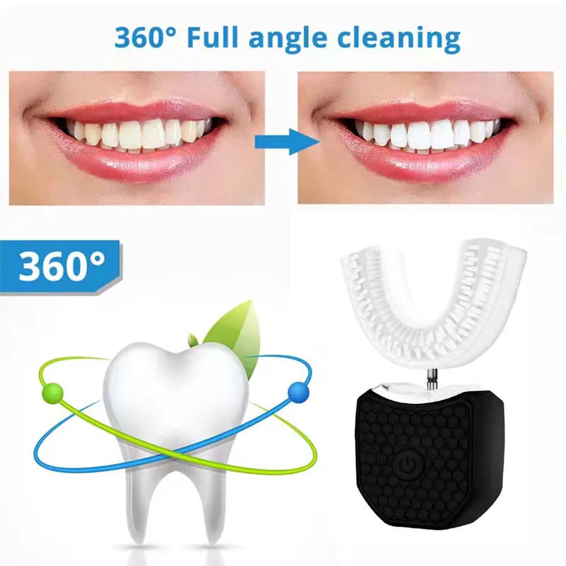 LED Display USB Type-C Automatic Electric Toothbrush Adults Students U-Shaped Soft Bristle IPX7 Waterproof Whitening Feature