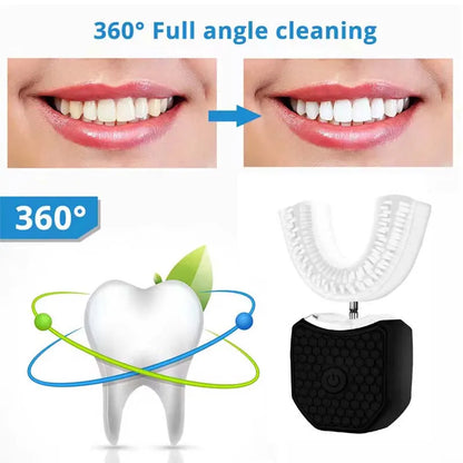 LED Display USB Type-C Automatic Electric Toothbrush Adults Students U-Shaped Soft Bristle IPX7 Waterproof Whitening Feature