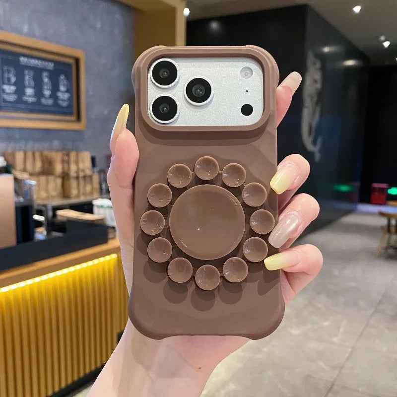 Flower Suction Cup Silicone Phone Case for IPhone 18 17 Pro Max Kickstand Shockproof Scratch-resistant and Slip-resistant Cover