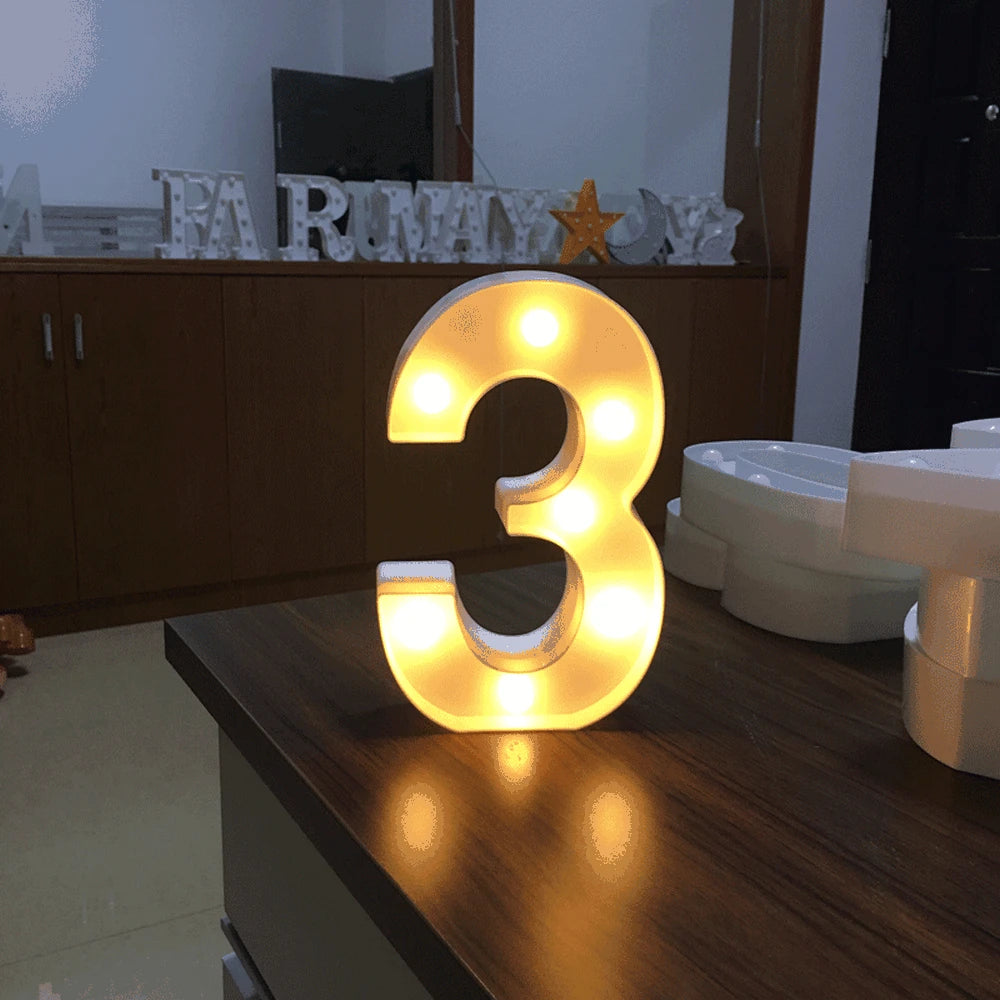 Luminous Number Lamp Alphabet Letter LED Lights Birthday Valentine's Day Wedding Party Decor 0-9 Digital A-Z Letters Night Light