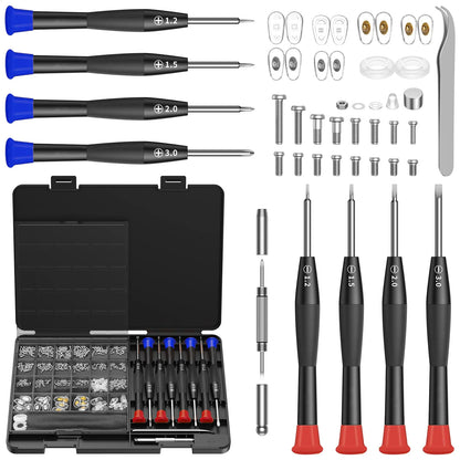 Eyeglass Repair Tool Kit with Screws Nose Pads Tweezers Cleaning Cloth and Precision Screwdriver for Eyeglasses Sunglasses