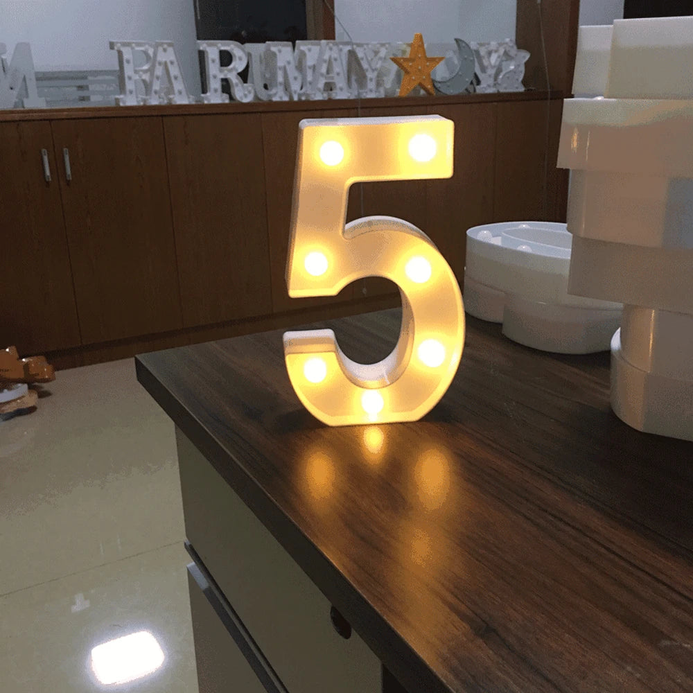 Luminous Number Lamp Alphabet Letter LED Lights Birthday Valentine's Day Wedding Party Decor 0-9 Digital A-Z Letters Night Light