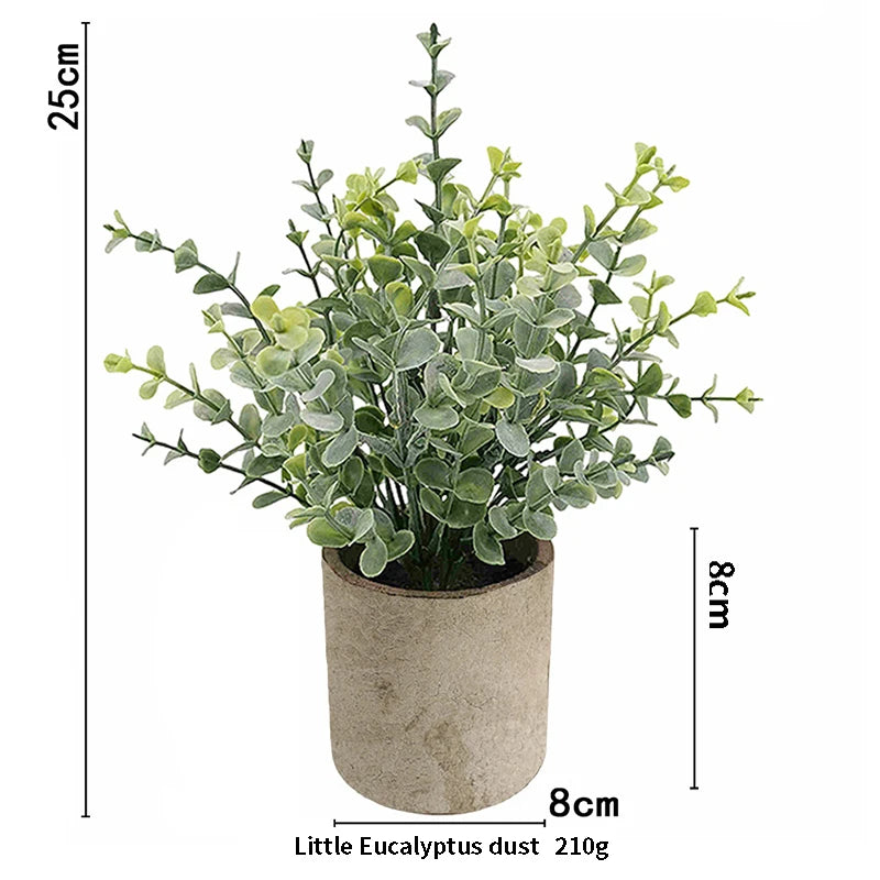 Artificial Plant Potted Eucalyptus Plant Small Fake Flower Bonsai With Pot Mini Plant Desktop Office Home Restaurant Decoration