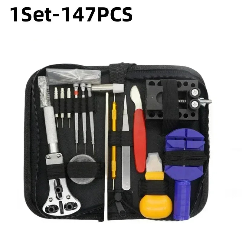 147 Pieces Watch Repair Tool Set Professional Watchmaker Kit for Battery Change Strap Adjustment Back Case Opener Pin Removal