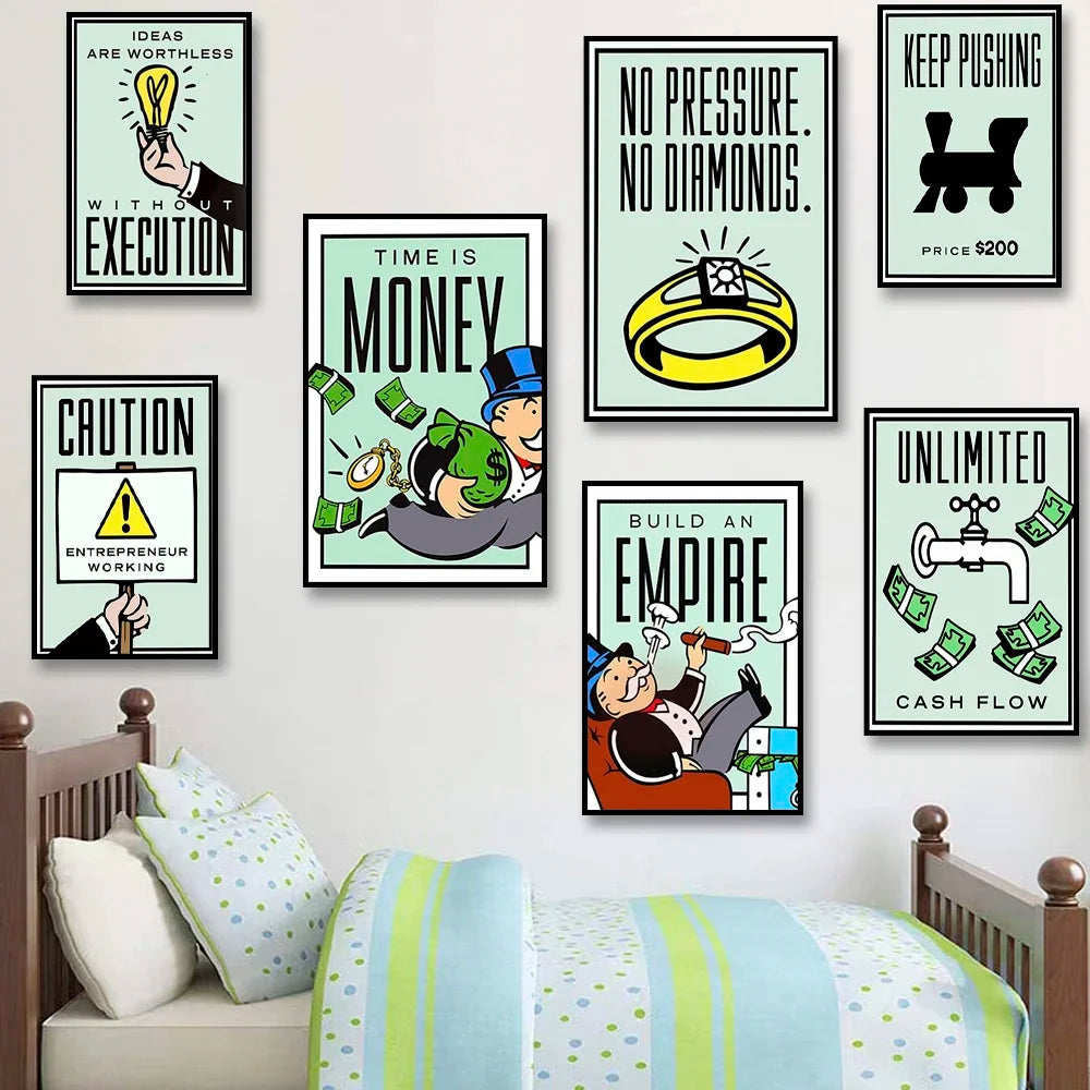1pc frameless Canvas Phenomenal Level Wall Art Monopoly Money Inspirational HD Canvas Poster Prints Living Room Bedroom Home Dec