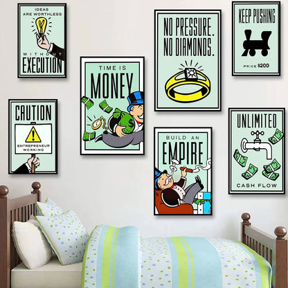 1pc frameless Canvas Phenomenal Level Wall Art Monopoly Money Inspirational HD Canvas Poster Prints Living Room Bedroom Home Dec