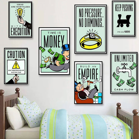 1pc frameless Canvas Phenomenal Level Wall Art Monopoly Money Inspirational HD Canvas Poster Prints Living Room Bedroom Home Dec
