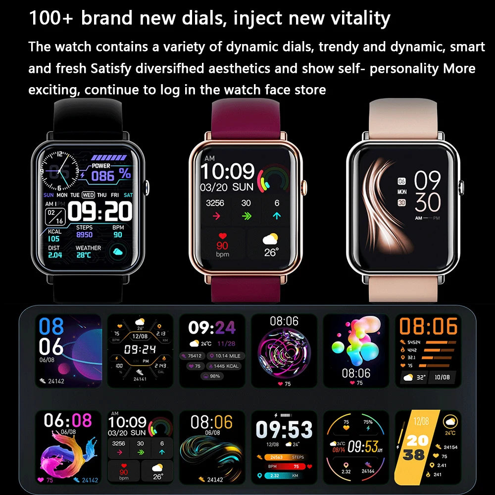 Gfordt Smart Watch Men Women 1.69" HD Screen Bracelet Waterproof Weather Heart Rate Monitoring Sleep Detection SmartWatch