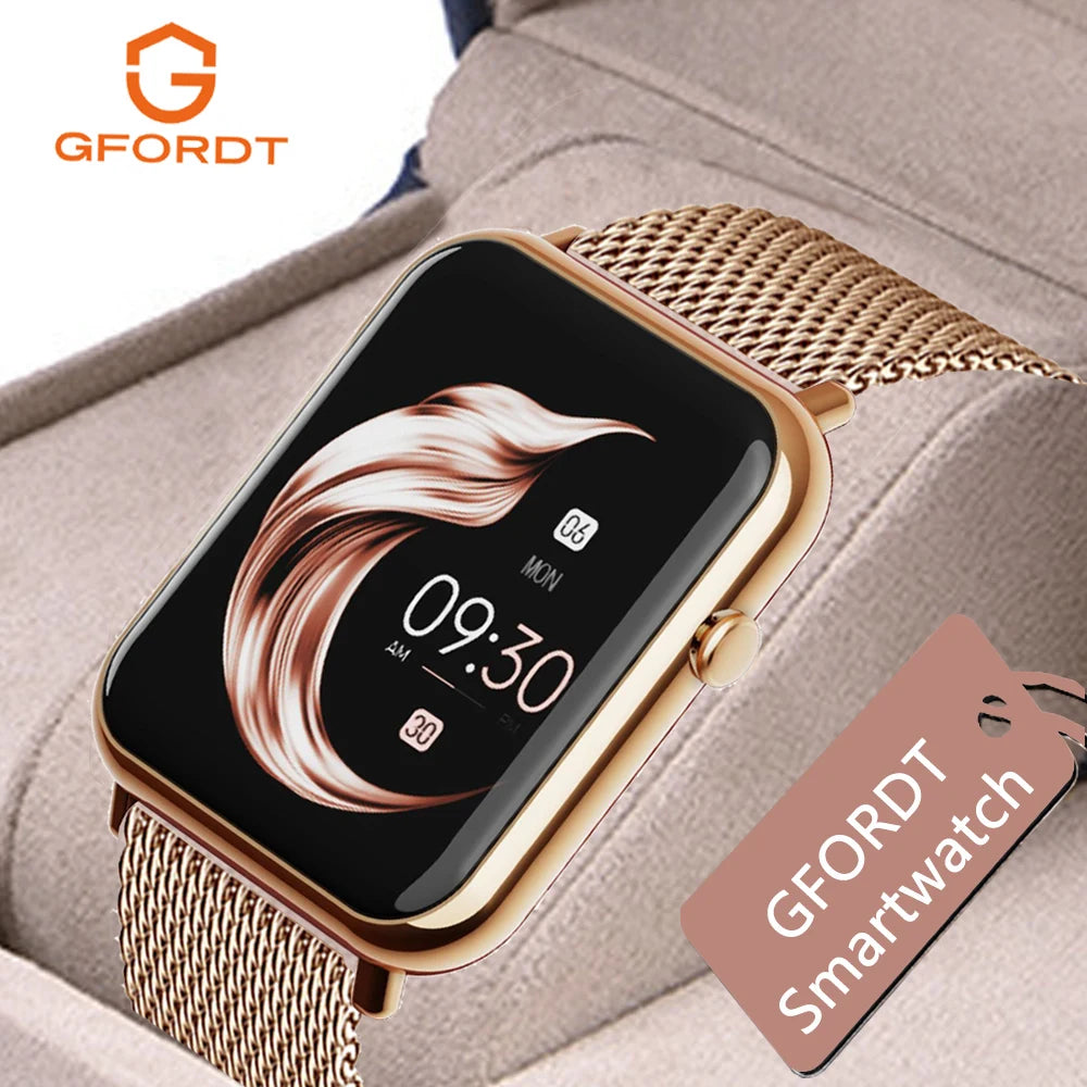 Gfordt Smart Watch Men Women 1.69" HD Screen Bracelet Waterproof Weather Heart Rate Monitoring Sleep Detection SmartWatch