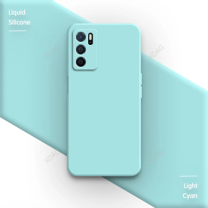 Straight Edge Phone Case for Oppo A54s 6.52" CPH2273 Skin Friendly Liquid Silicone Basic Original Classic Back Cover Accessories