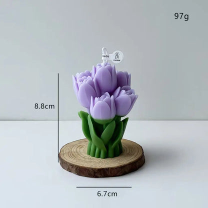 Ins Style Tulip Flower Scented Candle, Aromatherapy Decor for Home, Romantic Gift for Valentine's Day/Back to School