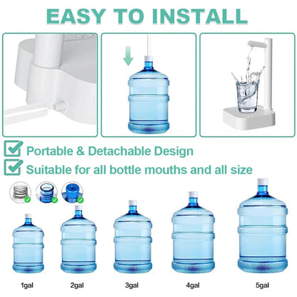Smart Electric Desktop Water Pump Dispenser, Auto Water Absorption Barreled Water Purifier, Portable Tea Water Machine for House