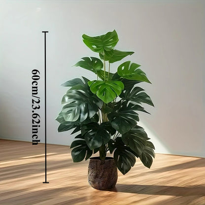 Artificial Monstera Palm Tree Realistic Plastic Green Plant for Home Office Wedding Christmas Without Flower pots