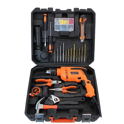 New Household Impact Drill Hardware Tool Set Professional Electrician Maintenance Combination Toolbox Automotive Repair Tool