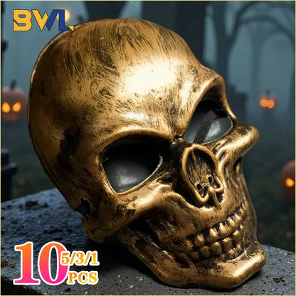 1-10PCS Halloween Horror Skull Mask Creepy Laughing Ghost Face Gold Silver Costume Prop for Party Cosplay Haunted House Decor