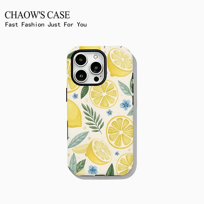 Phone Case for iPhone 17 16 15 14 13 12 11 X XS XR Air Pro Max Plus Luxury Double-layer Back Cover Fashion tropical fruit series