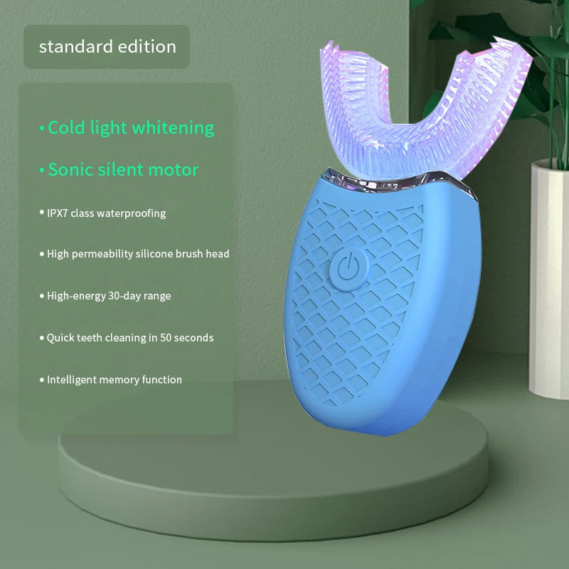 U-Type Electric Toothbrush Automatic Full Mouth Cleaning Toothbrush 360 Degrees Silicon Head USB Rechargeable Waterproof