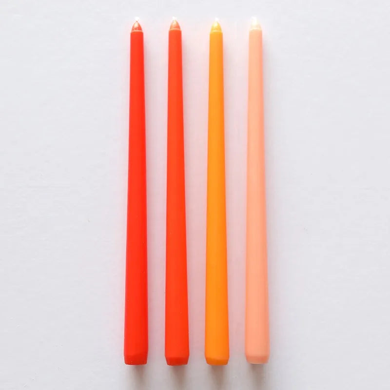 4Pcs Gradient Color Candle Conical Long Rod Candles Dripless Smokeless Candle Romantic Wedding Birthday Party Table Decoration