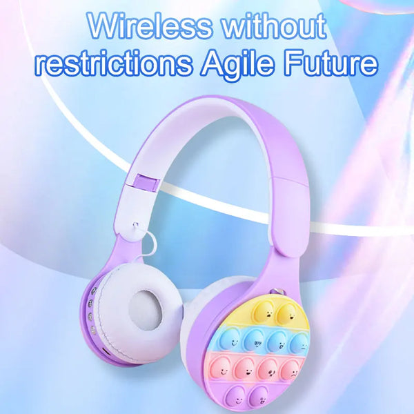 Headworn Rainbow Bubble Wireless Bluetooth Earphones 5.0 Pressure Reducing Cute Foldable with Microphone Card Insertion Earphone