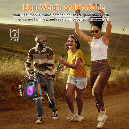FanFun Karaoke Machine for Adults and Kids, wired Speaker with 1 Microphones, Portable Party Karaoke Speaker with DJ Lights